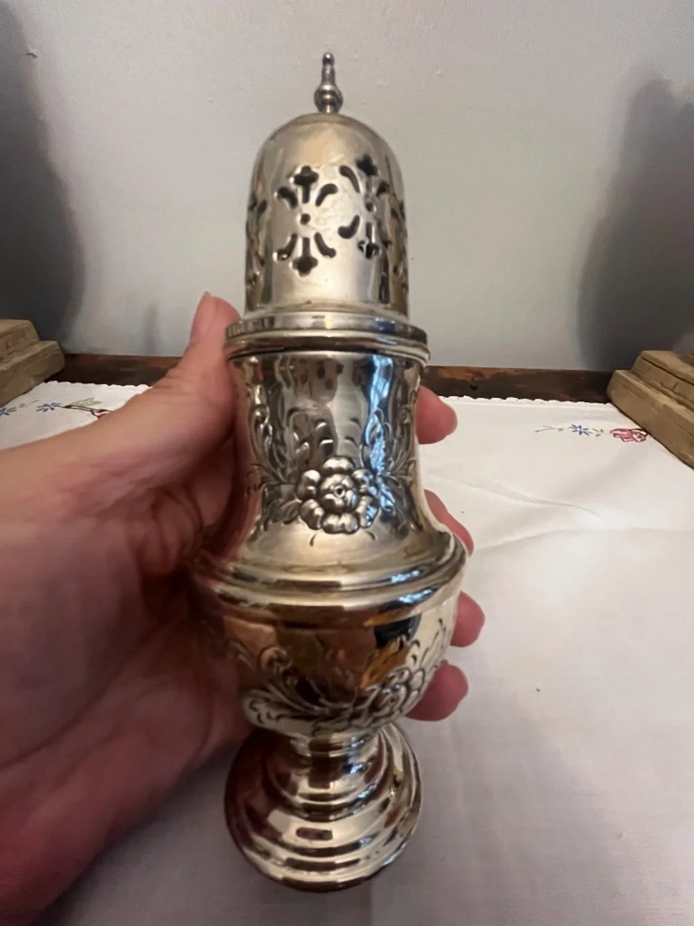 Vintage Primrose Silver Plate Sugar Caster Muffineer – Ornate Floral Pierced Top